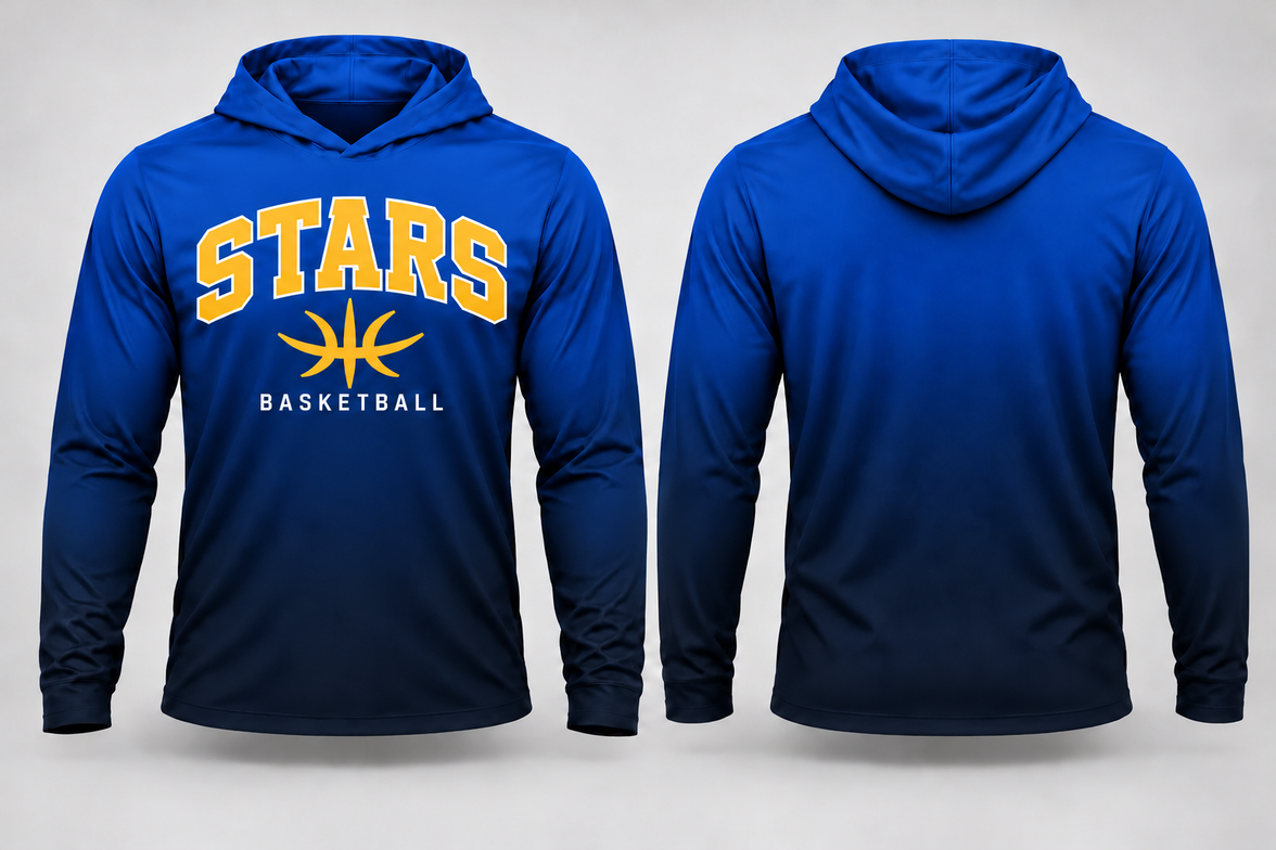 Stars Basketball Gradient Long Sleeve Hoodie Tee