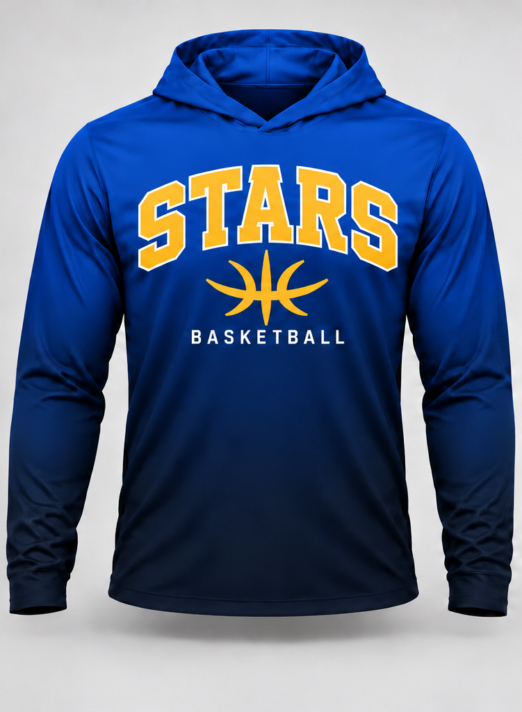 Stars Basketball Gradient Long Sleeve Hoodie Tee