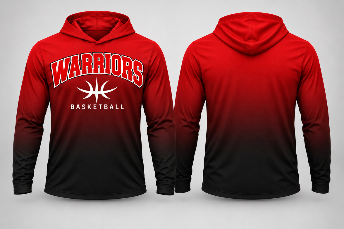 Warriors Basketball Gradient Long Sleeve Hoodie Tee