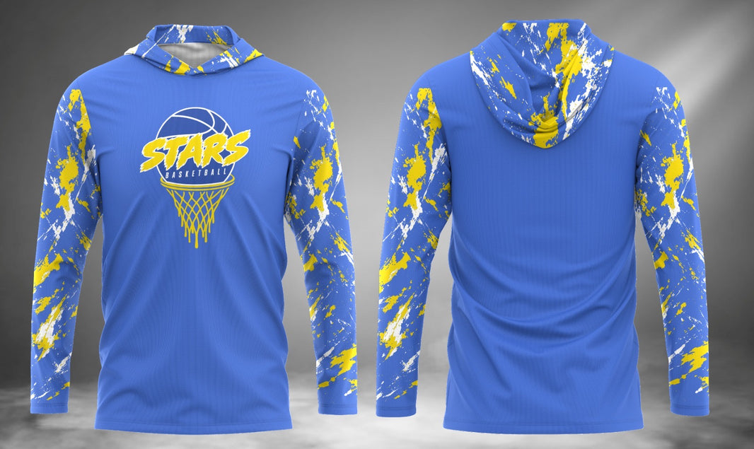 Stars Basketball Long Sleeve Hoodie Tee
