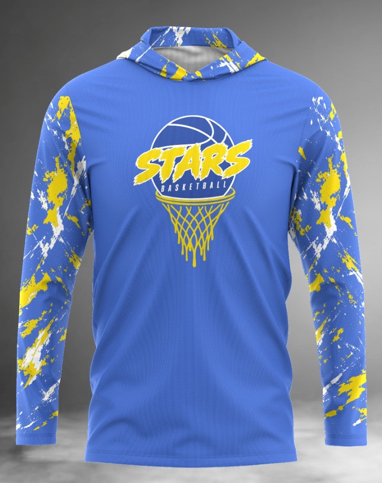 Stars Basketball Long Sleeve Hoodie Tee