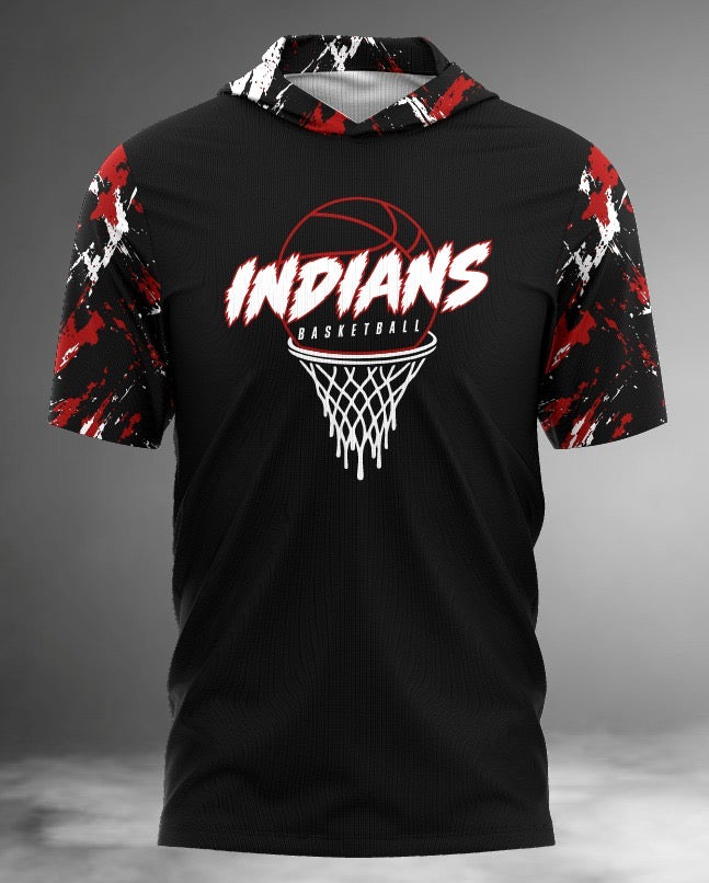 Indians Basketball Short Sleeve Hoodie Tee