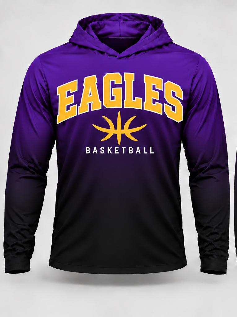 LR Eagles Basketball Gradient Long Sleeve Hoodie Tee