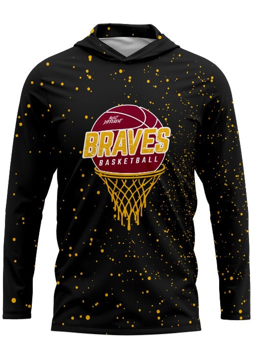 CYB Braves Basketball Long Sleeve Hoodie Tee