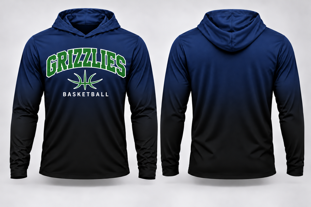 Grizzlies Basketball Gradient Long Sleeve Hoodie Tee