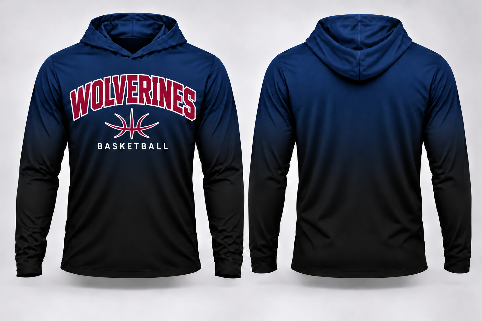 Wolverines Basketball Gradient Long Sleeve Hoodie Tee