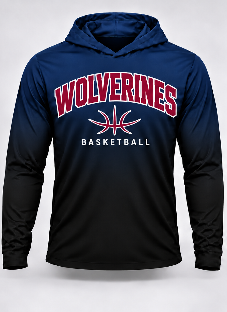 Wolverines Basketball Gradient Long Sleeve Hoodie Tee
