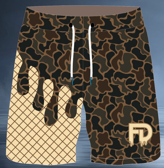 FD Meltdown Camo Drip Shorts – 5” Inseam