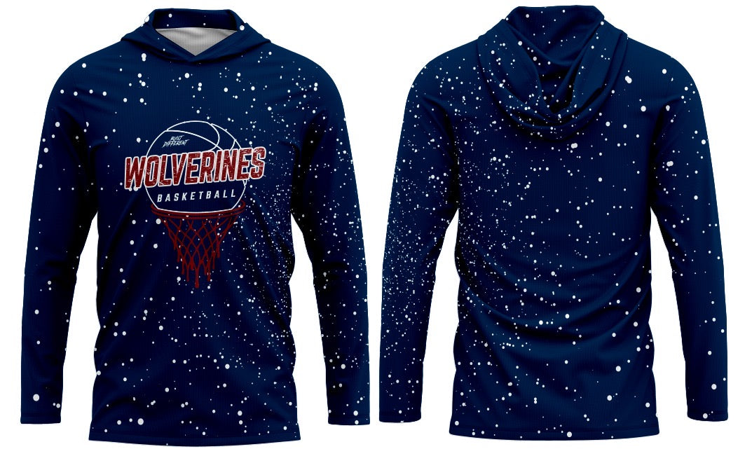 CYB wolverines Basketball Long Sleeve Hoodie Tee