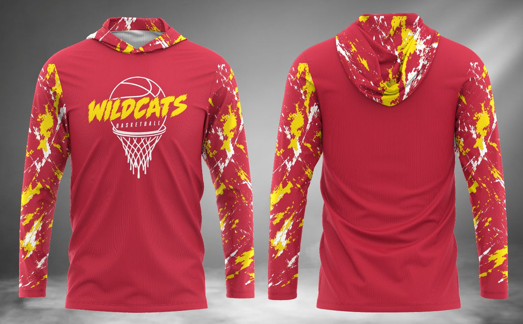 HS Wildcats Basketball Long Sleeve Hoodie Tee