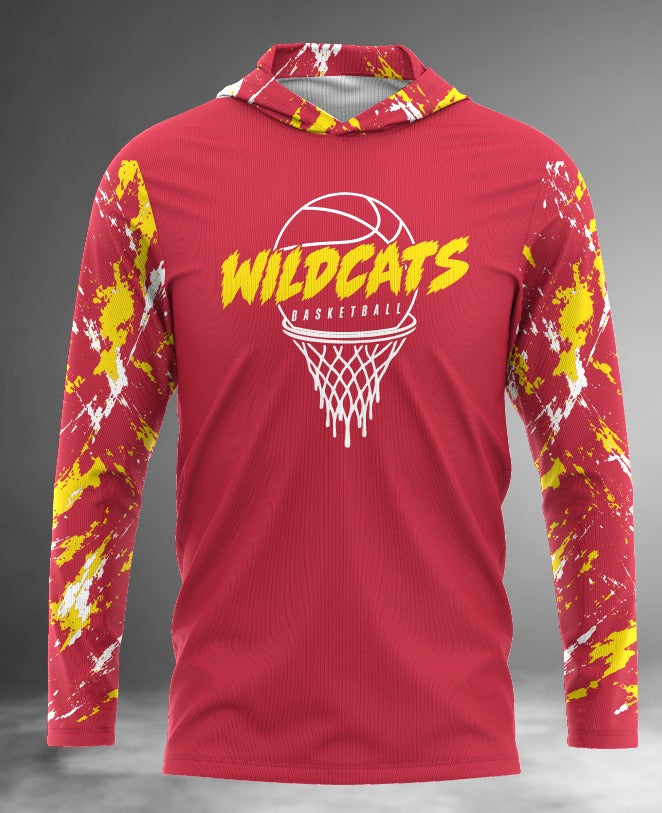 HS Wildcats Basketball Long Sleeve Hoodie Tee
