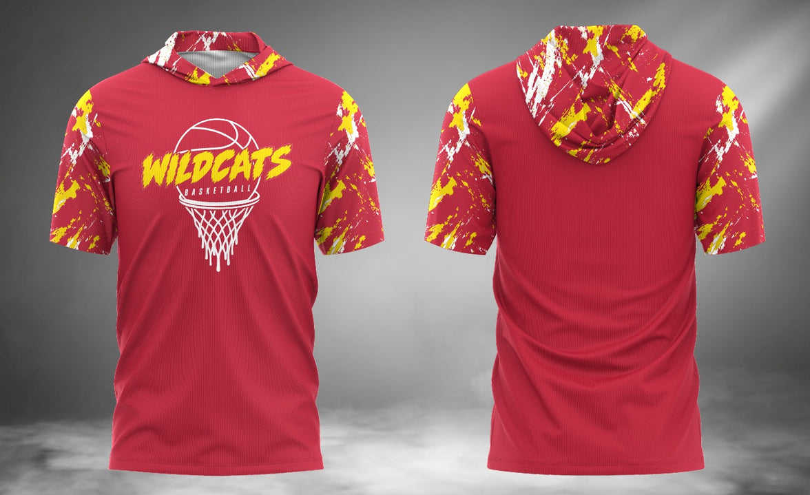 HS Wildcats Basketball Short Sleeve Hoodie Tee