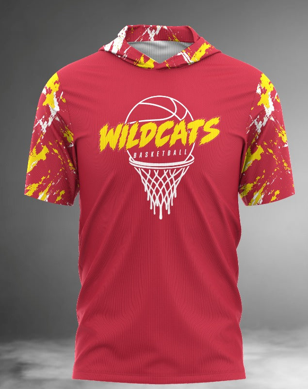 HS Wildcats Basketball Short Sleeve Hoodie Tee