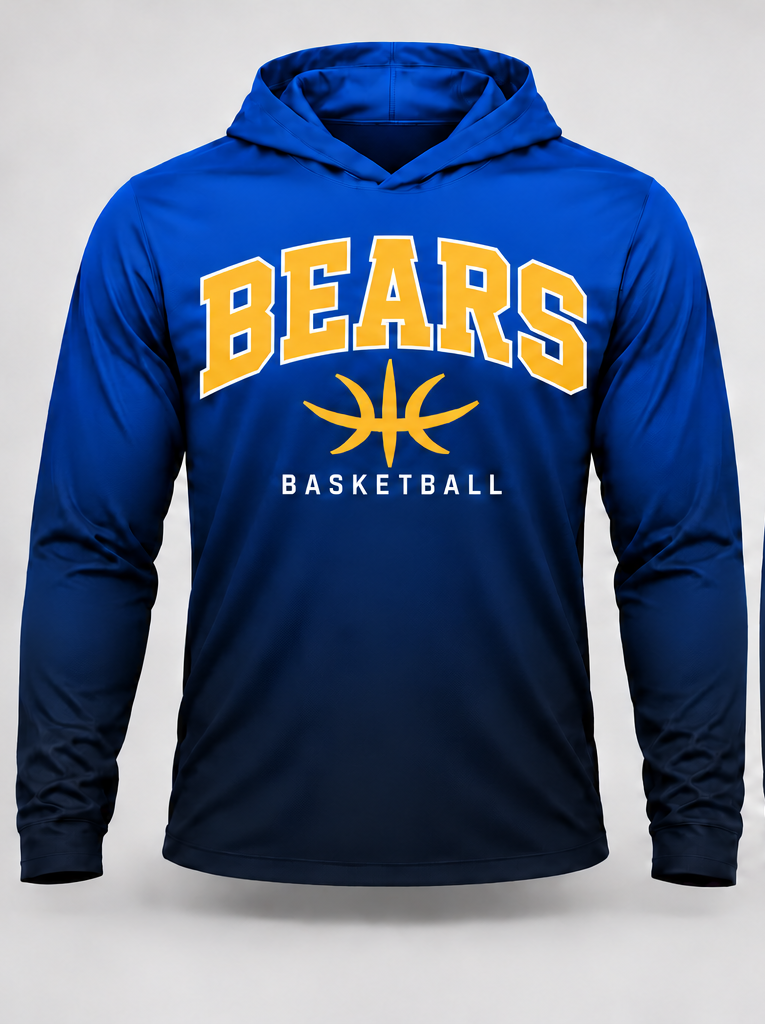 Bears Basketball Gradient Long Sleeve  Hoodie Tee