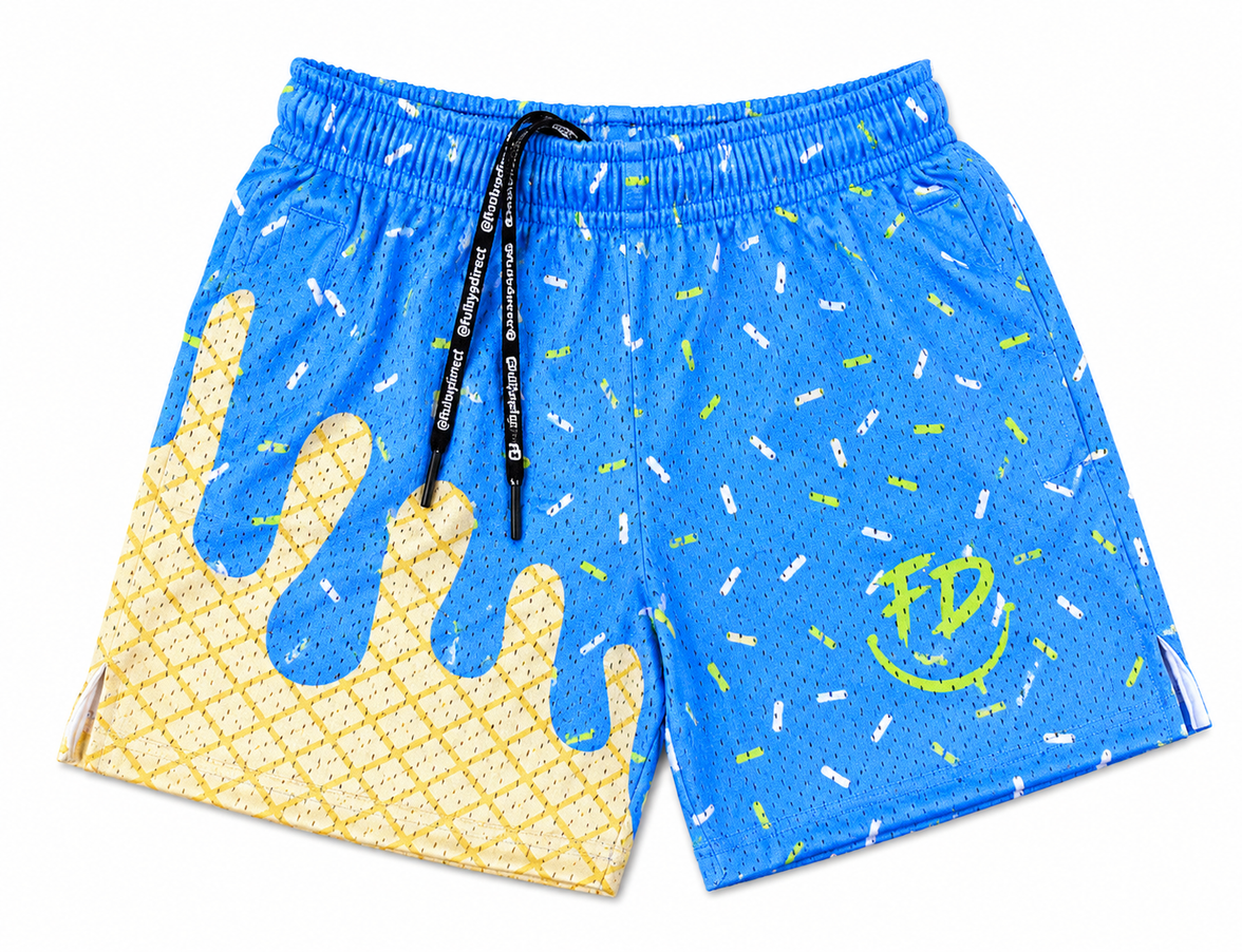 Melt Mode Blue Scoop Shorts – 5” Inseam