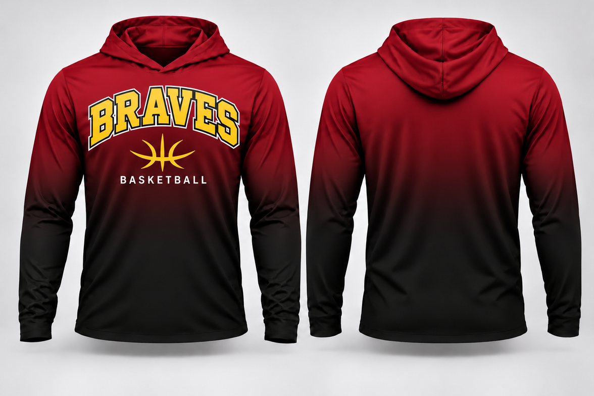 Braves Basketball Gradient Long Sleeve Hoodie Tee