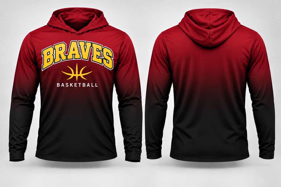 Braves Basketball Gradient Long Sleeve Hoodie Tee