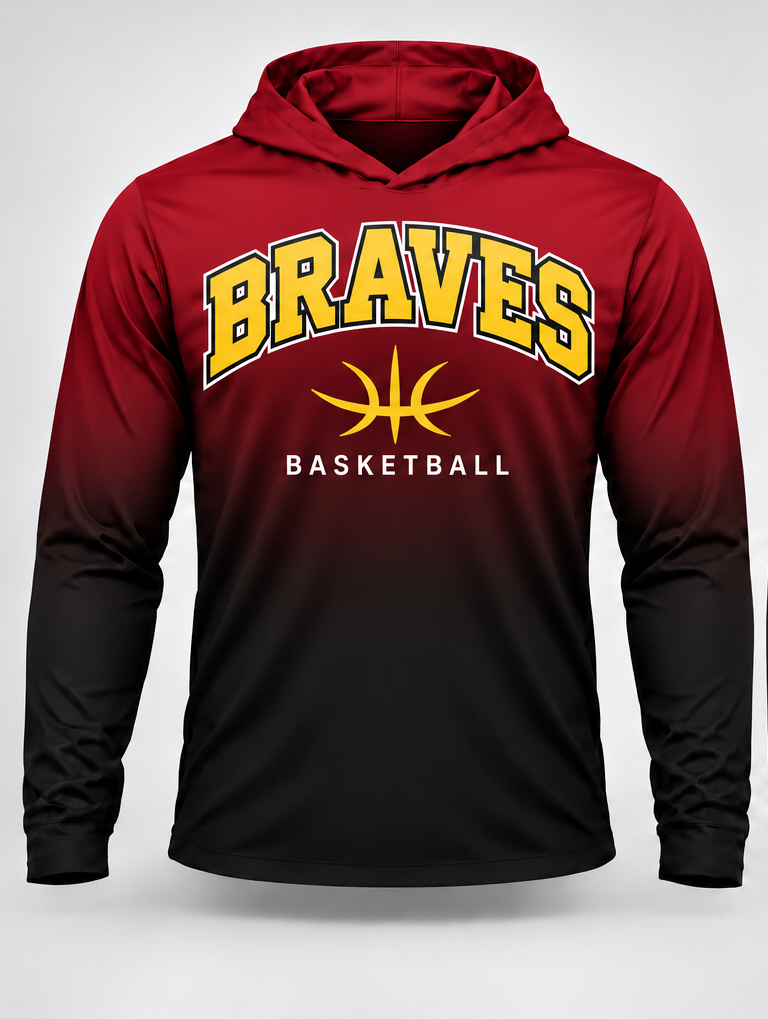 Braves Basketball Gradient Long Sleeve Hoodie Tee