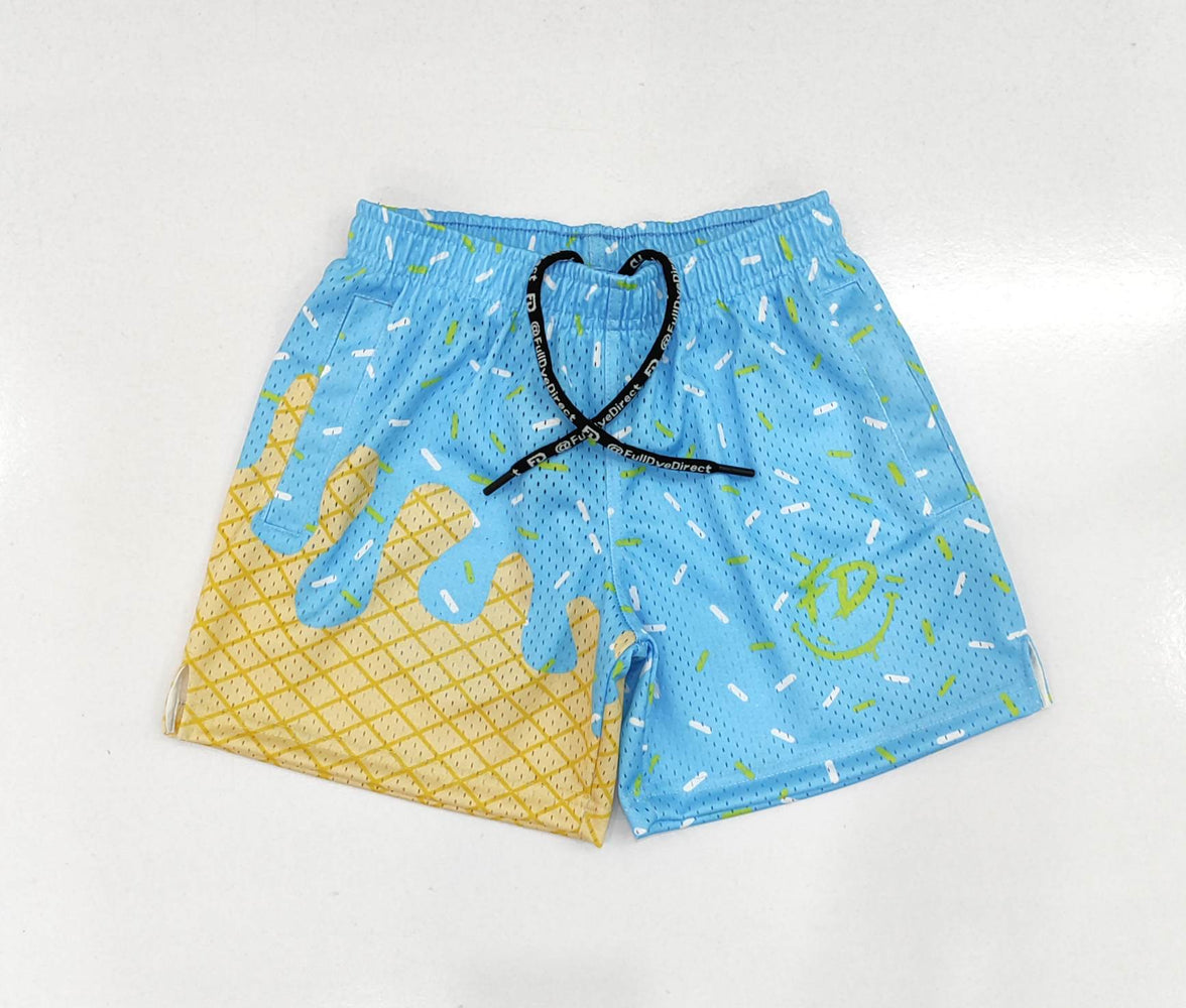 Melt Mode Blue Scoop Shorts – 5” Inseam