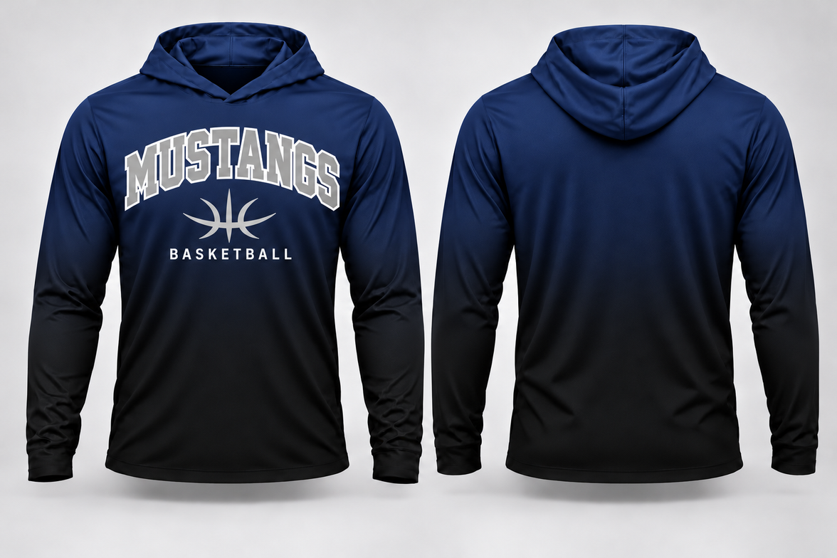 Mustangs Basketball Gradient Long Sleeve Hoodie Tee