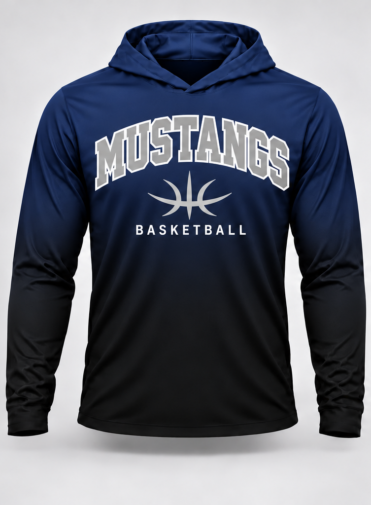 Mustangs Basketball Gradient Long Sleeve Hoodie Tee