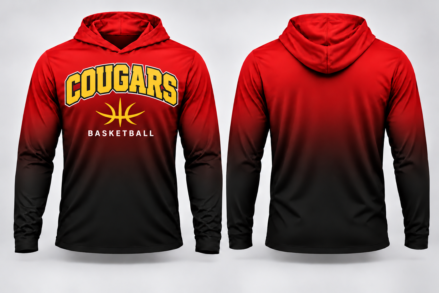 MR Cougars Gradient Basketball Long Sleeve Hoodie Tee