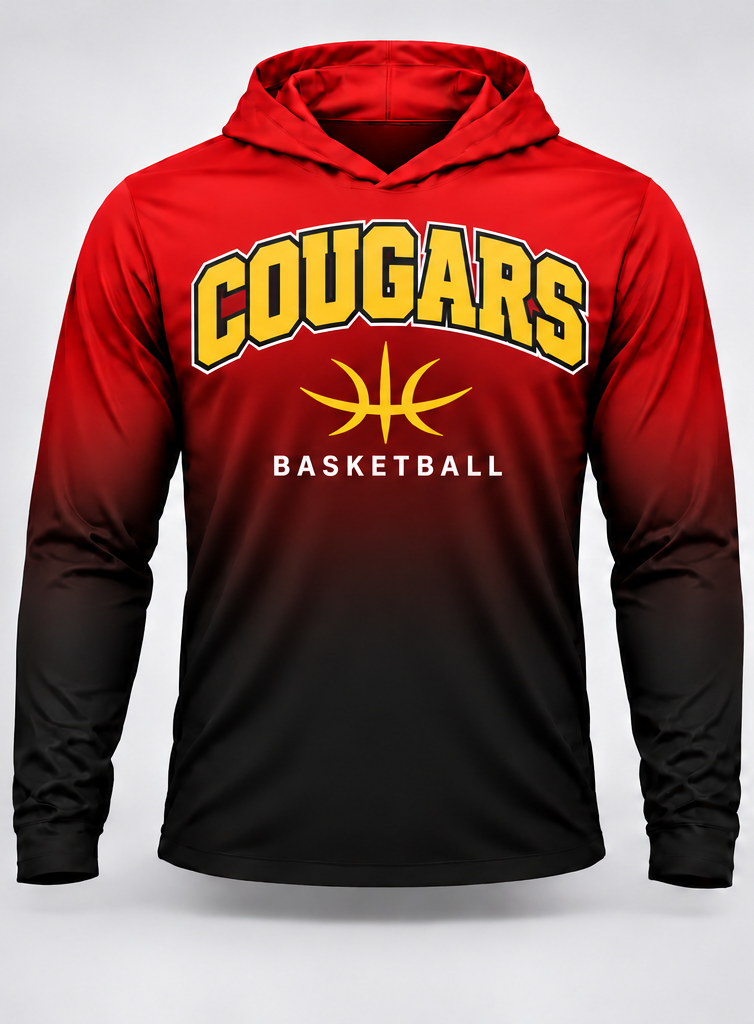 MR Cougars Gradient Basketball Long Sleeve Hoodie Tee