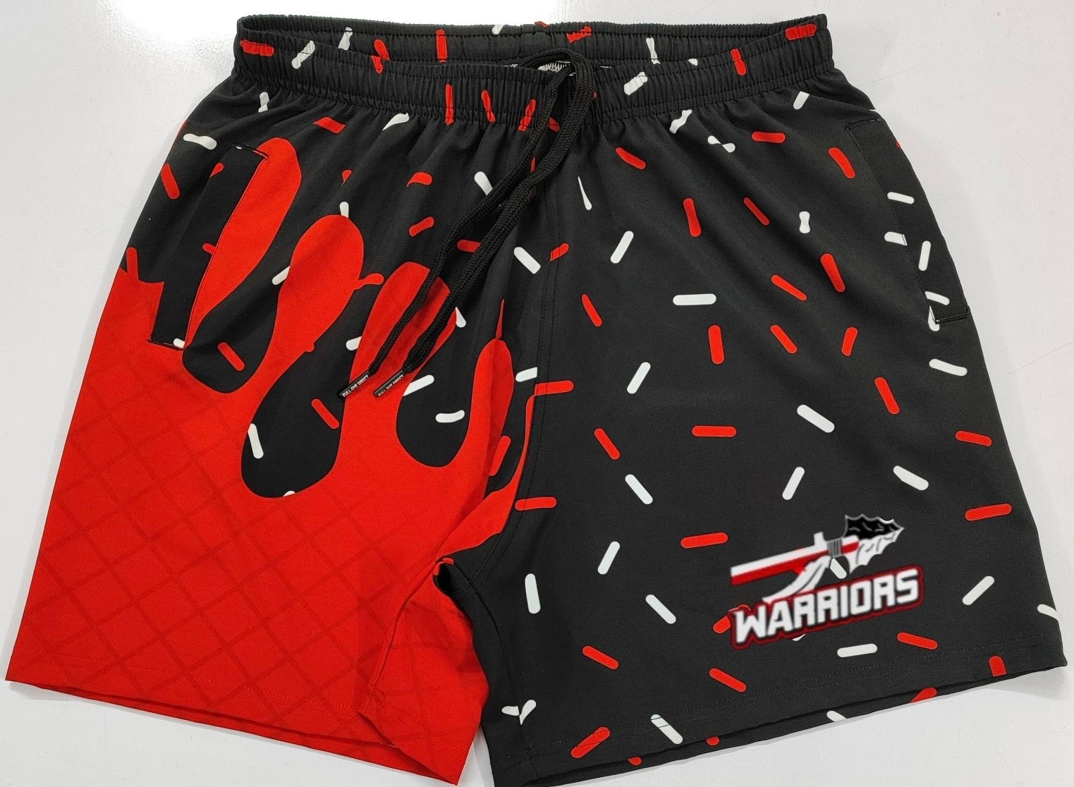 Warriors Sublimated Drip Shorts – SmoothFlex Performance (Swim Trunk Feel)