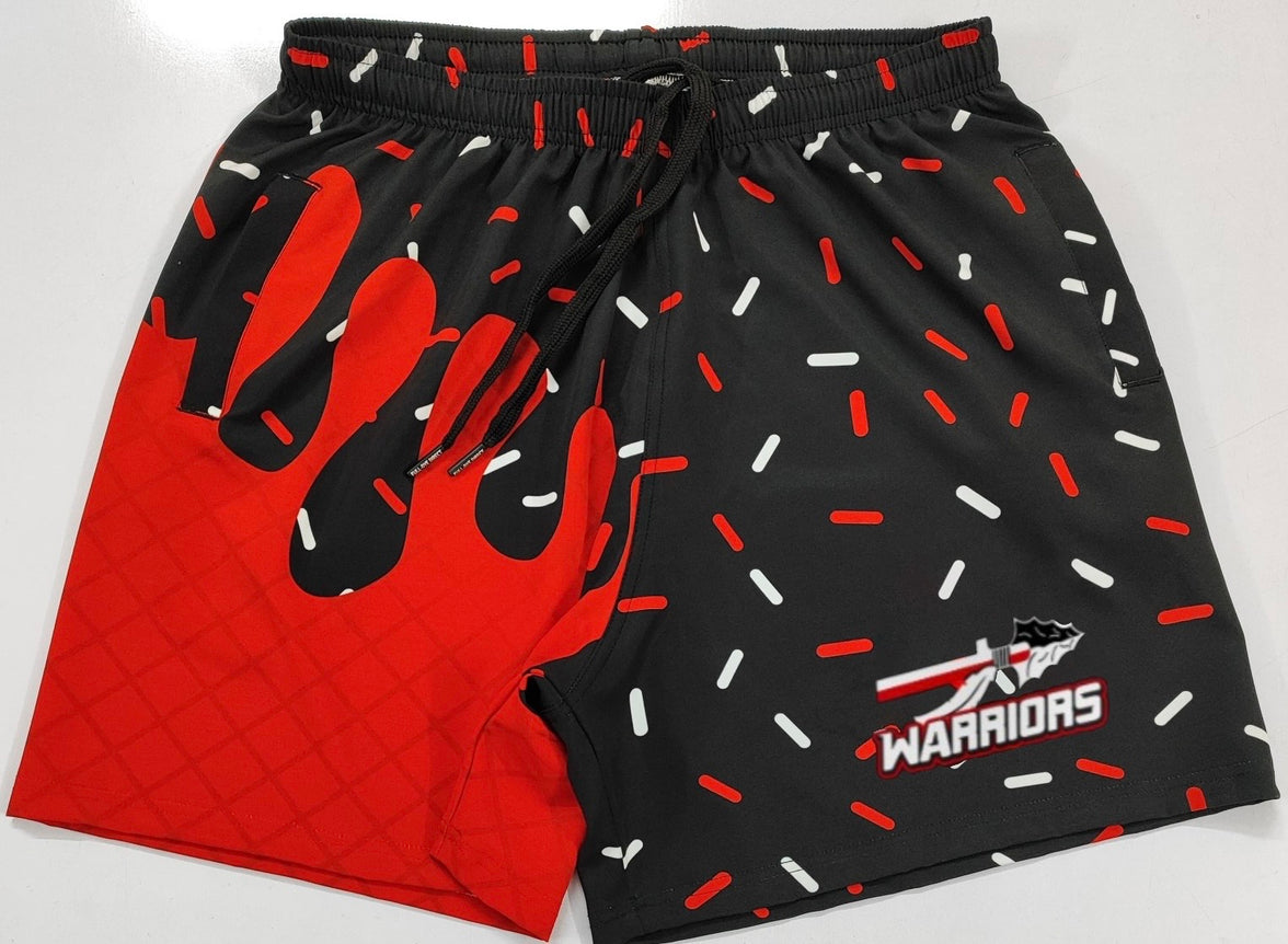 Warriors Sublimated Drip Shorts – SmoothFlex Performance (Swim Trunk Feel)