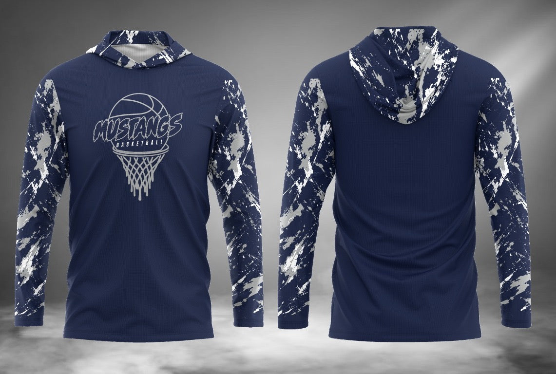 Mustangs Basketball Long Sleeve Hoodie Tee