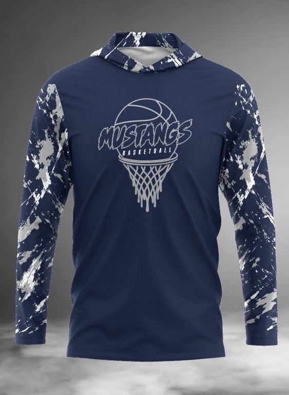Mustangs Basketball Long Sleeve Hoodie Tee